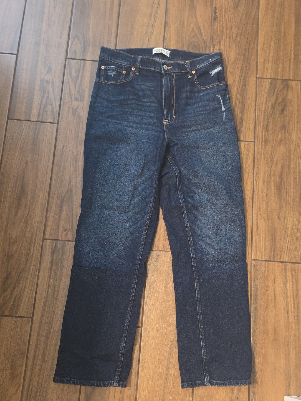 Abercrombie & Fitch The 90s Straight Ultra High-Rise Dark Blue